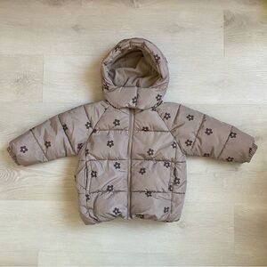ZARA KIDS Floral Puffer Coat Winter Jacket 3T 4T